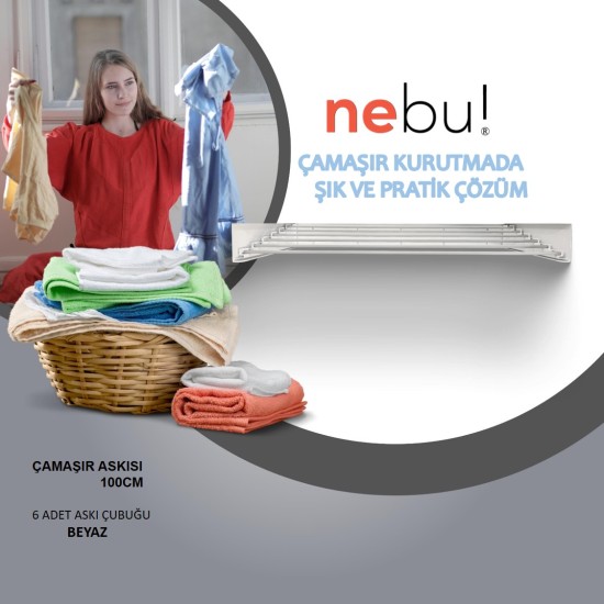 Nebu Çamaşır Kurutma Askısı Beyaz (100CM)