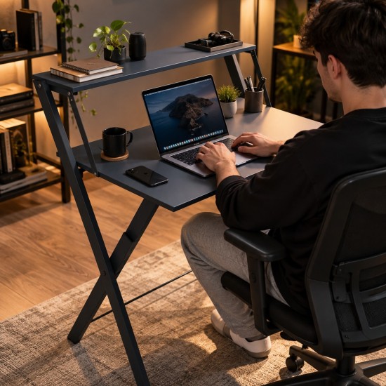 Metal Ayaklı Çalışma Masası – Katlanır Laptop ve Bilgisayar Masası