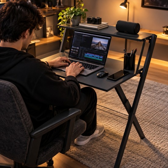 Metal Ayaklı Çalışma Masası – Katlanır Laptop ve Bilgisayar Masası