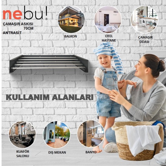 Nebu Çamaşır Kurutma Askısı Antrasit  (70 CM)